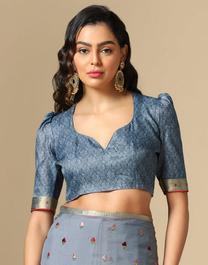 Grey Chiffon Embroidery Saree | Leemboodi