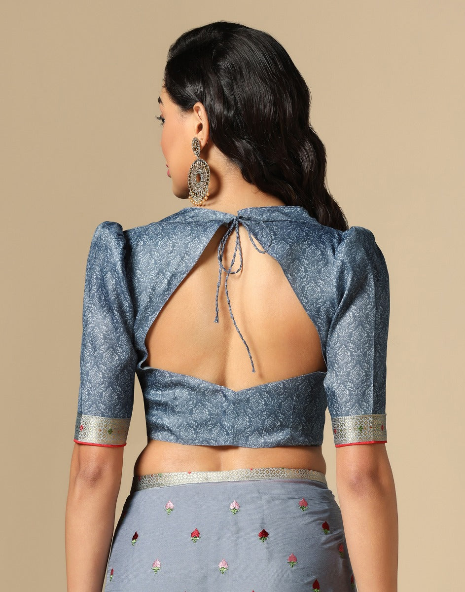 Grey Chiffon Embroidery Saree | Leemboodi