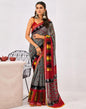 Grey Cotton Printed Saree