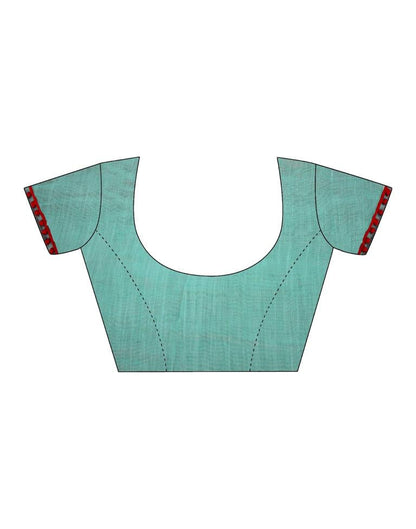 Turquoise Green Cotton Printed Saree