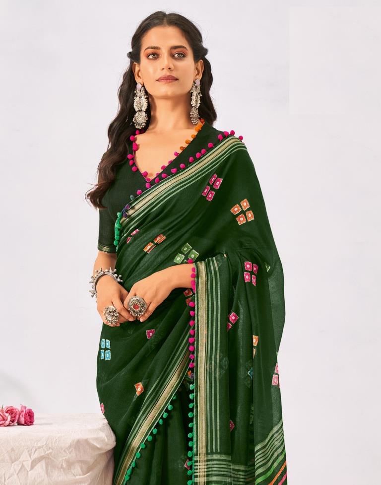 Green Cotton Saree | Leemboodi