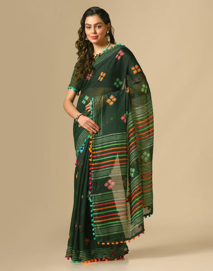 Green Cotton Saree | Leemboodi