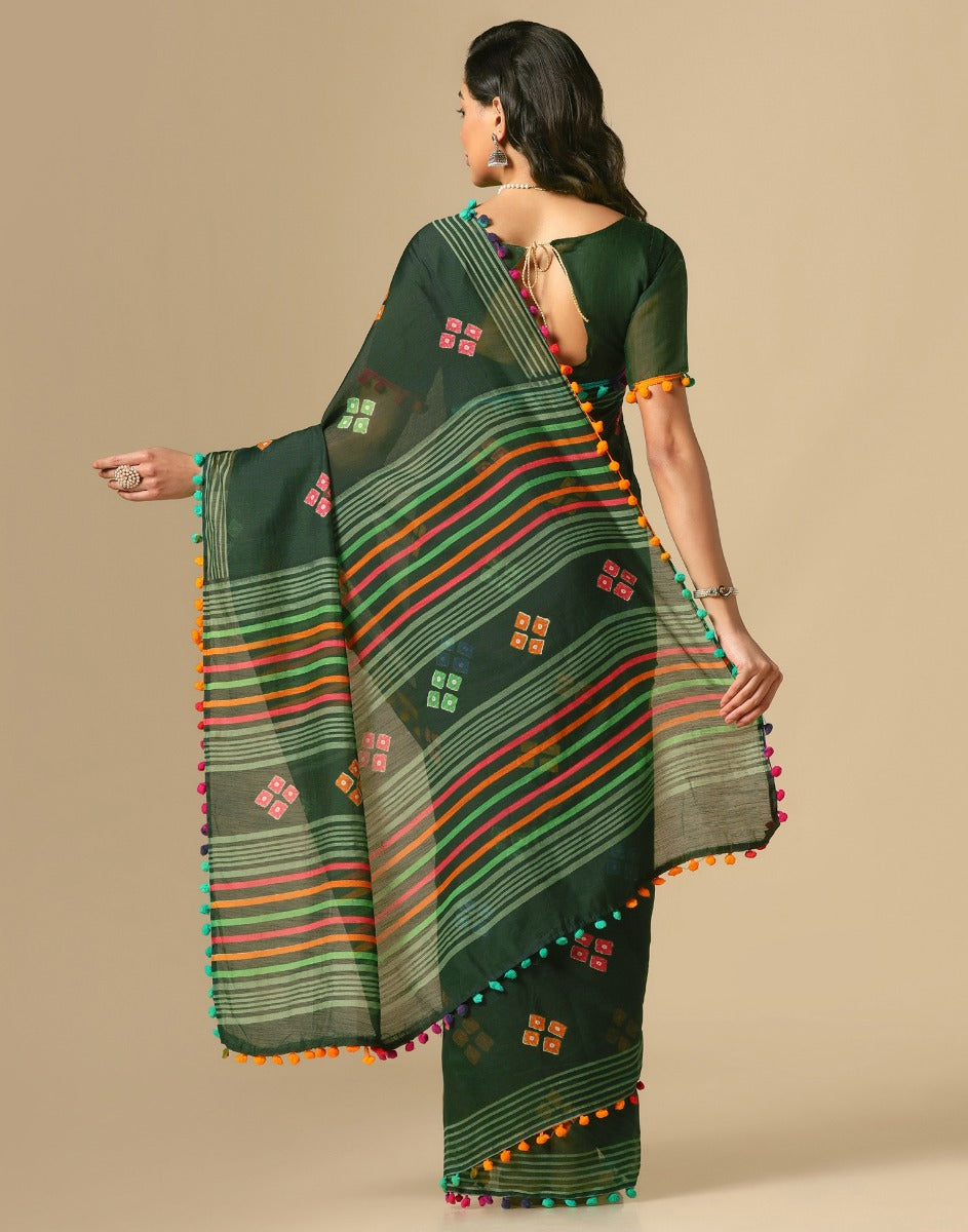 Green Cotton Saree | Leemboodi