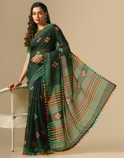 Green Cotton Saree | Leemboodi