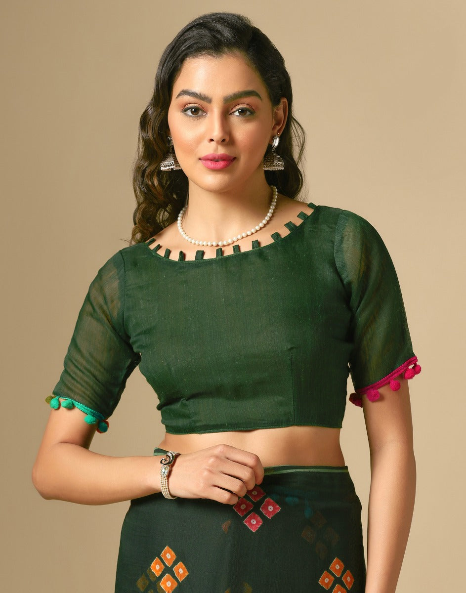 Green Cotton Saree | Leemboodi