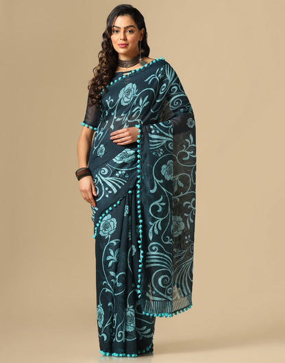 Teal Green Cotton Saree | Leemboodi