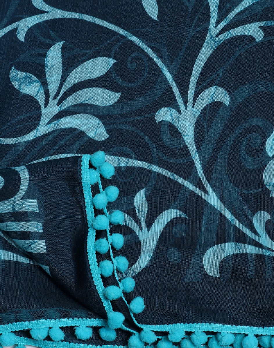 Teal Green Cotton Saree | Leemboodi