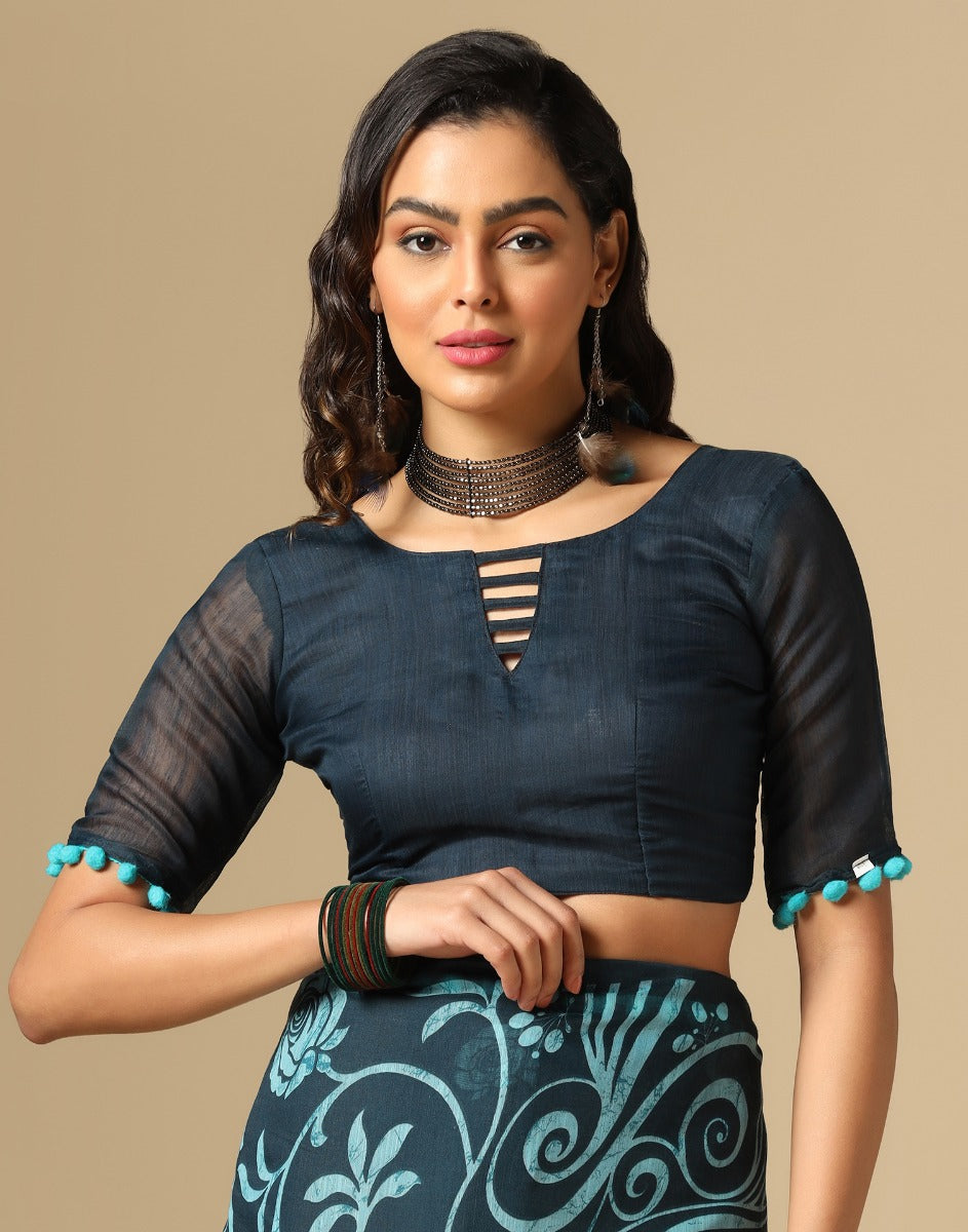 Teal Green Cotton Saree | Leemboodi