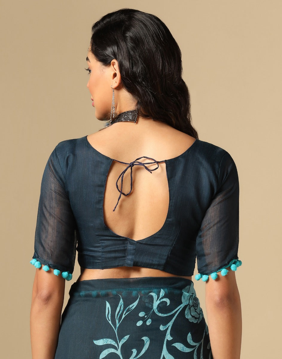 Teal Green Cotton Saree | Leemboodi