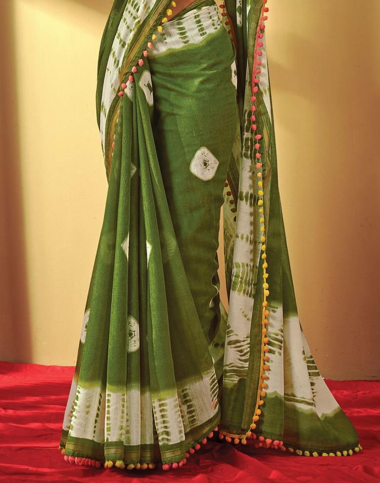 Olive Green Cotton Saree | Sudathi