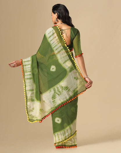 Olive Green Cotton Saree | Sudathi