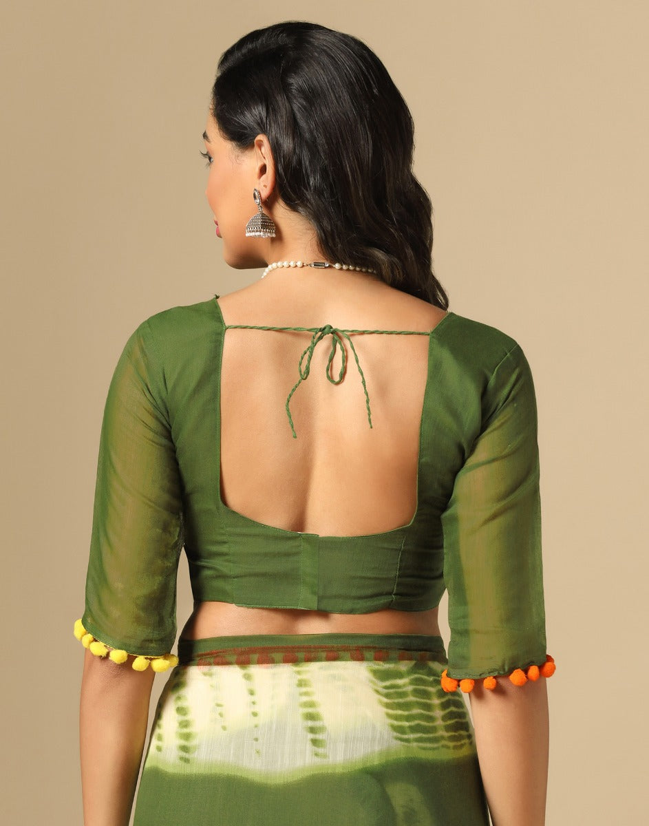 Olive Green Cotton Saree | Sudathi