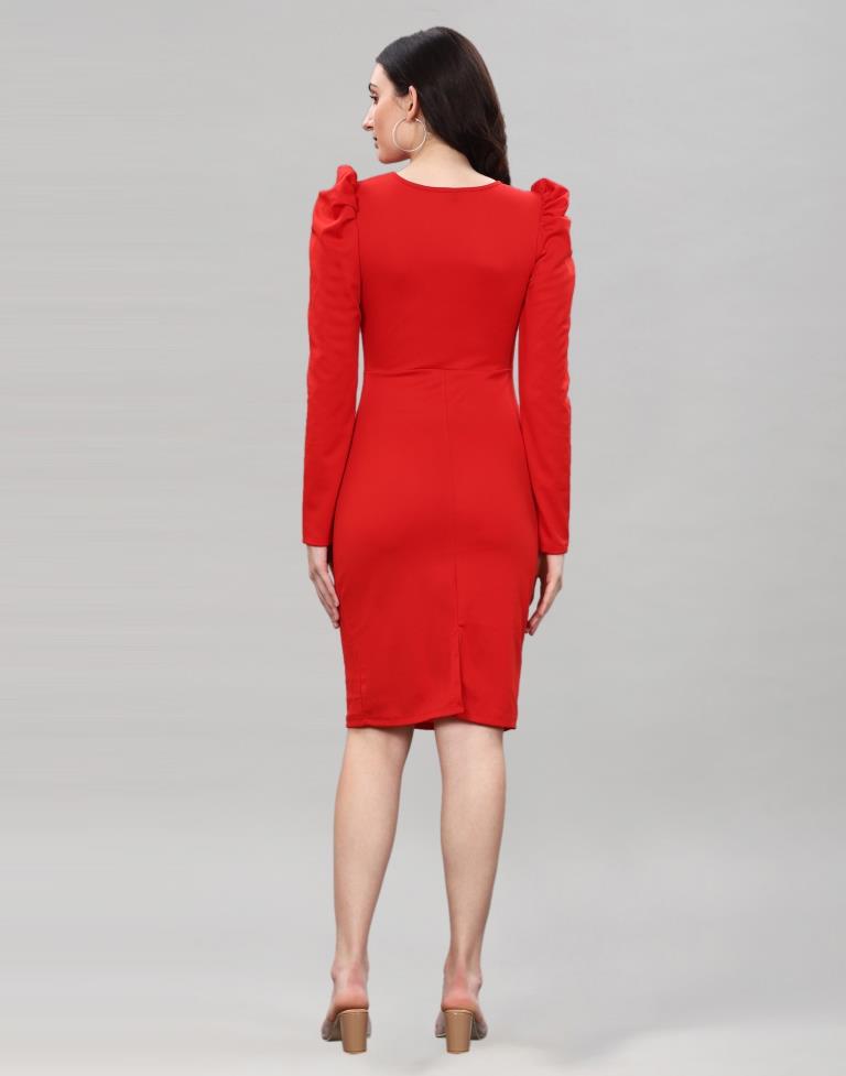 Red Ribbed bodycon dress | Sudathi