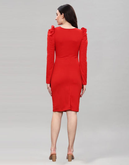 Red Ribbed bodycon dress | Sudathi