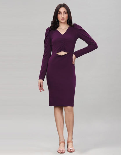 Wine Ribbed bodycon dress | Sudathi