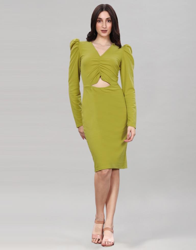 Pine Green Ribbed bodycon dress | Leemboodi