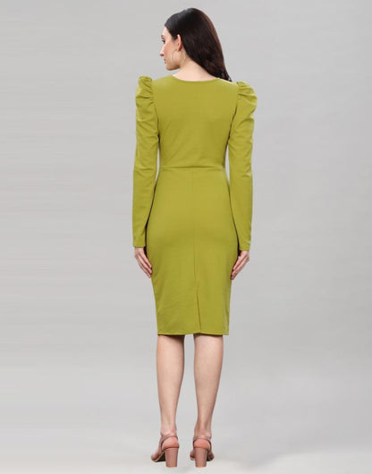 Pine Green Ribbed bodycon dress | Leemboodi