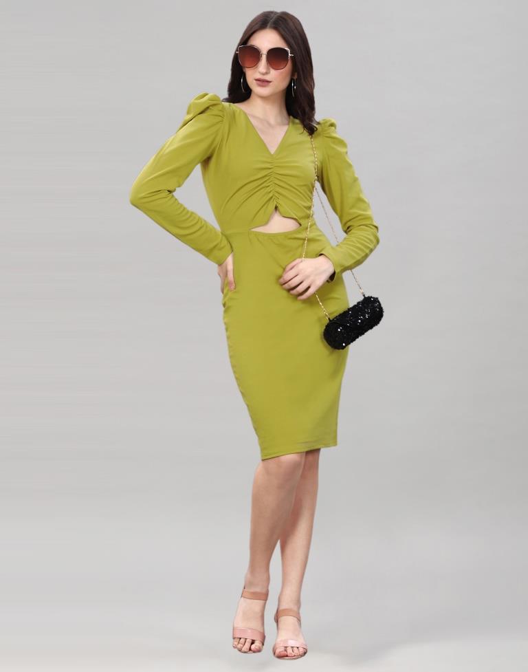 Pine Green Ribbed bodycon dress | Leemboodi