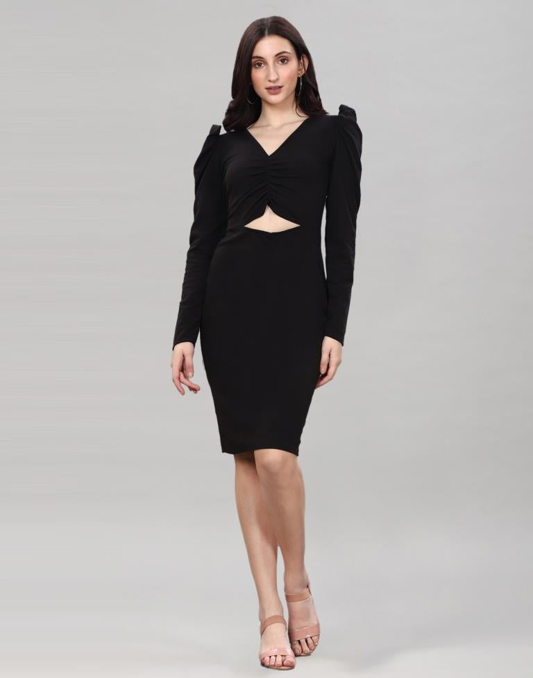 Black Ribbed bodycon dress | Sudathi