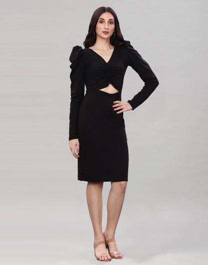 Black Ribbed bodycon dress | Sudathi