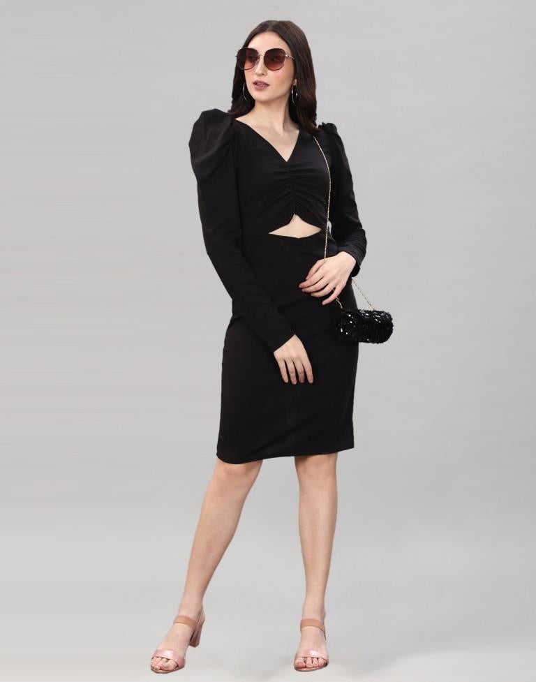 Black Ribbed bodycon dress | Sudathi