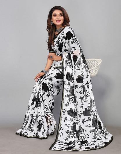 White Chiffon Saree | Sudathi