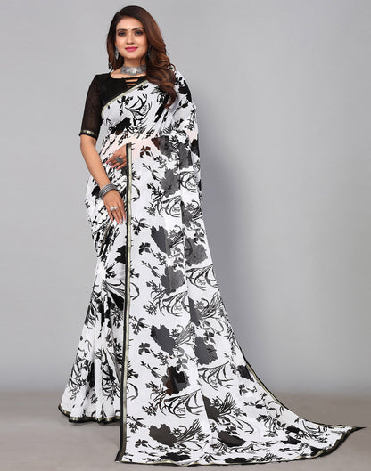 White Chiffon Saree | Sudathi