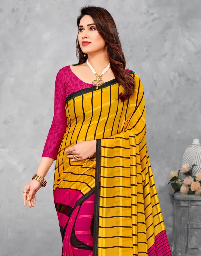 Mustard Yellow Georgette Saree | Sudathi