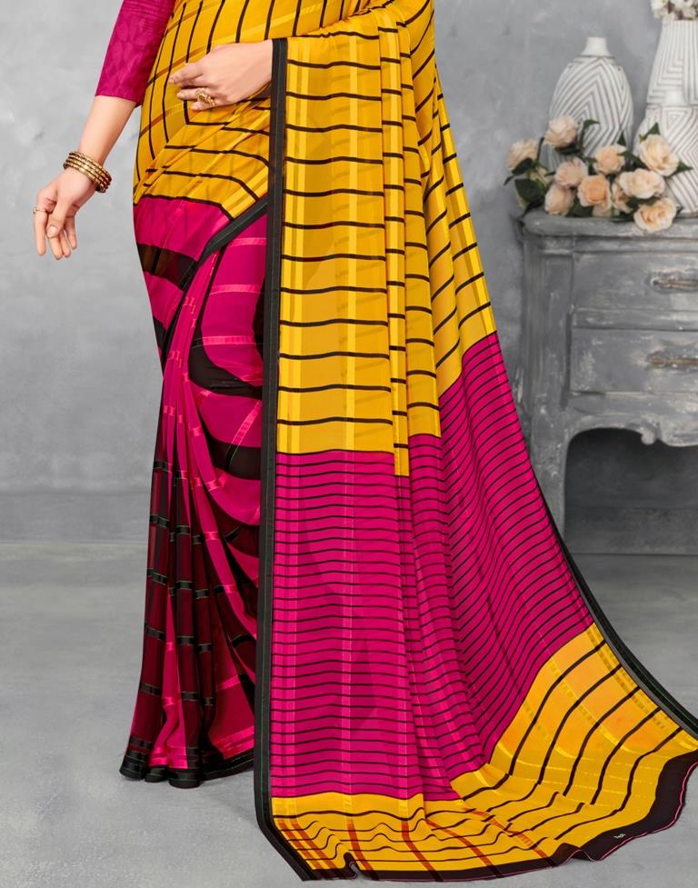 Mustard Yellow Georgette Saree | Sudathi
