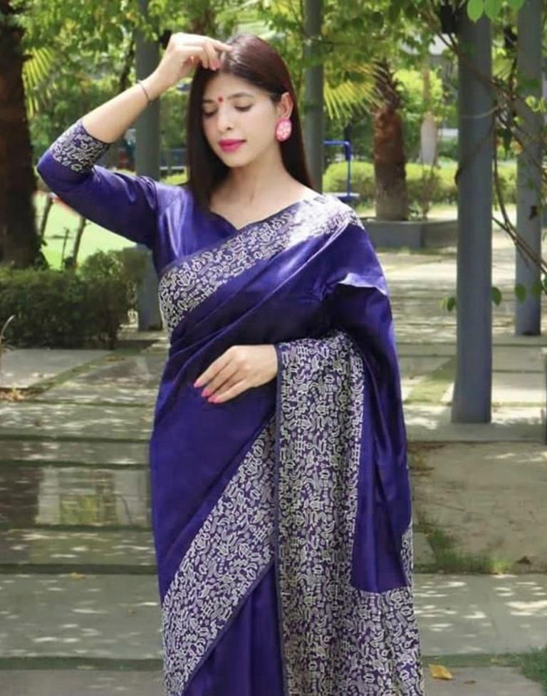 Navy Blue Silk Saree | Sudathi
