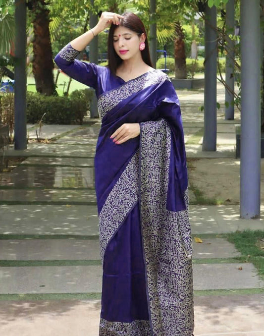 Navy Blue Silk Saree | Sudathi
