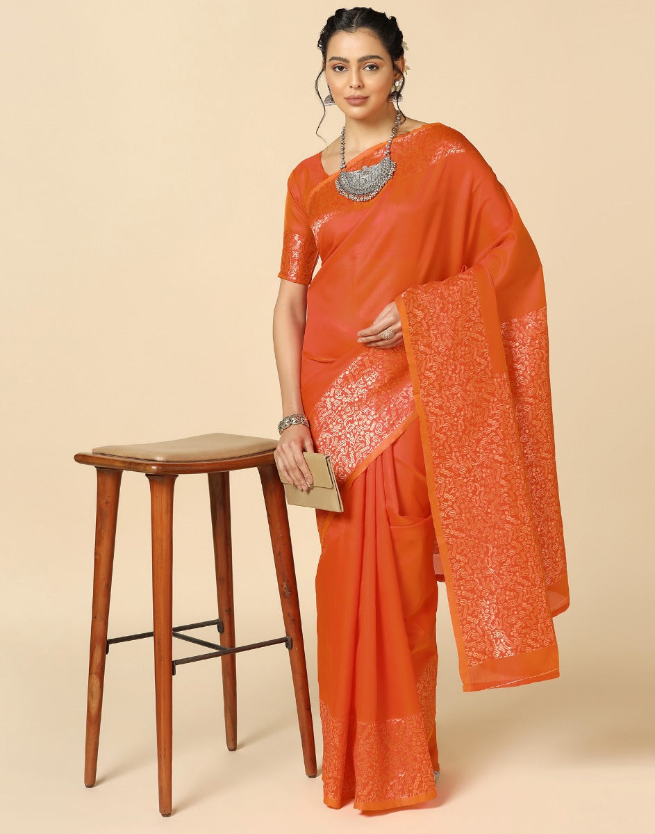 Orange Silk Saree | Sudathi
