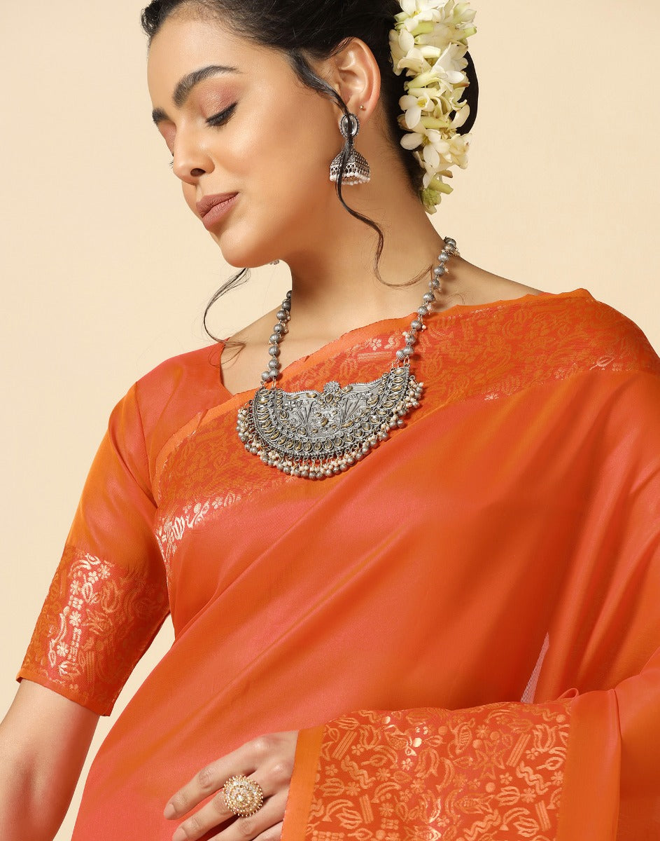 Orange Silk Saree | Sudathi