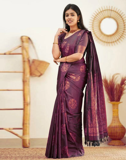 Wine Banarasi Silk Saree | Sudathi