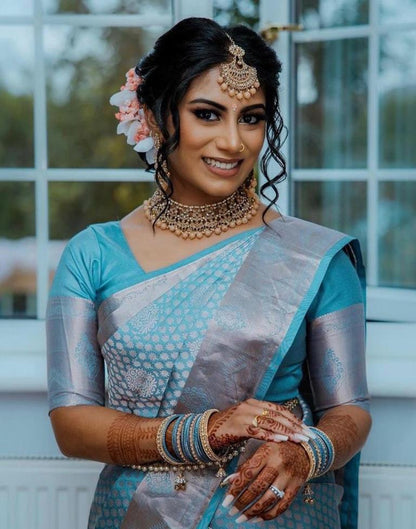 Sky Blue Silk Saree | Sudathi