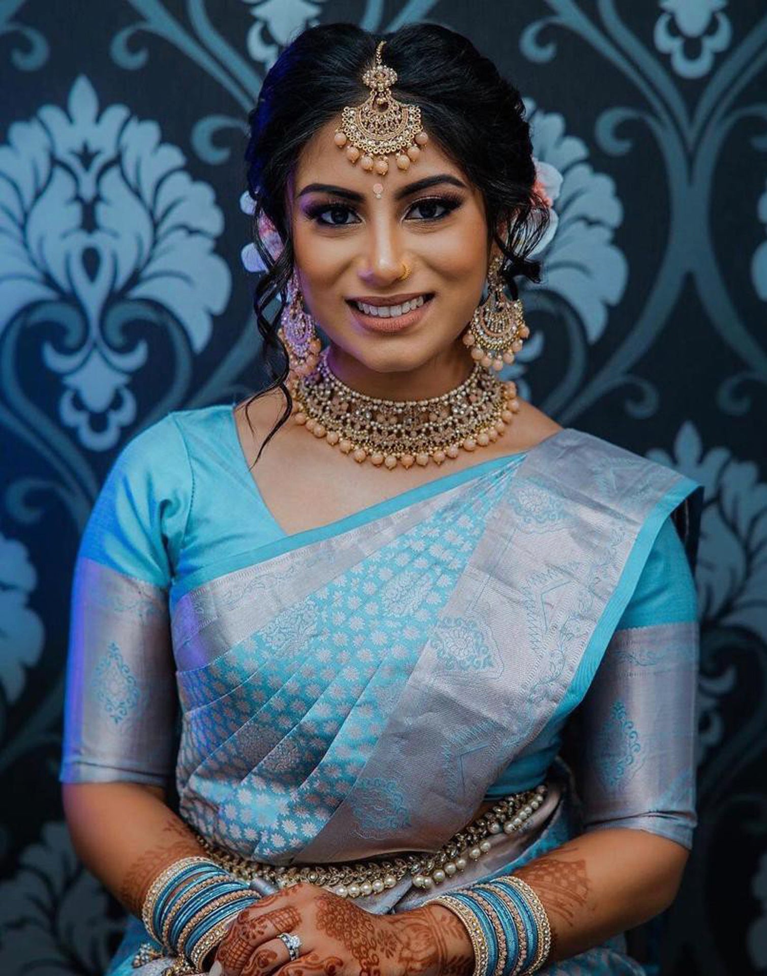 Sky Blue Silk Saree | Sudathi