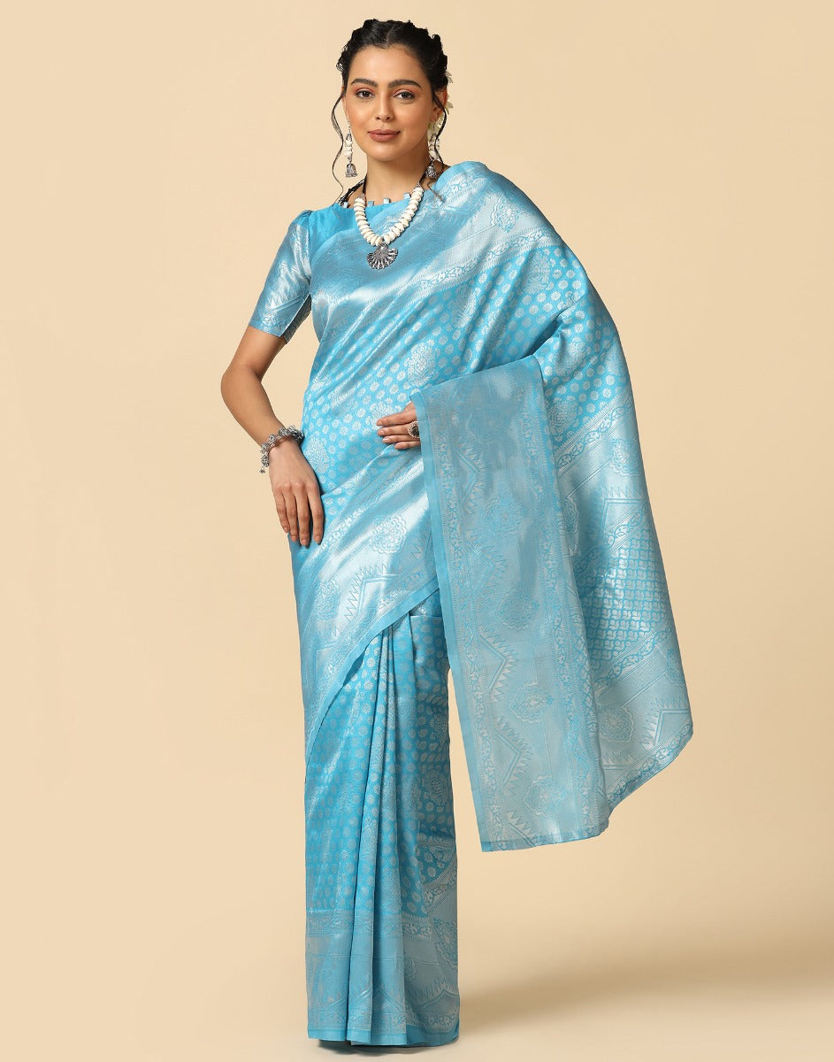 Sky Blue Silk Saree | Sudathi