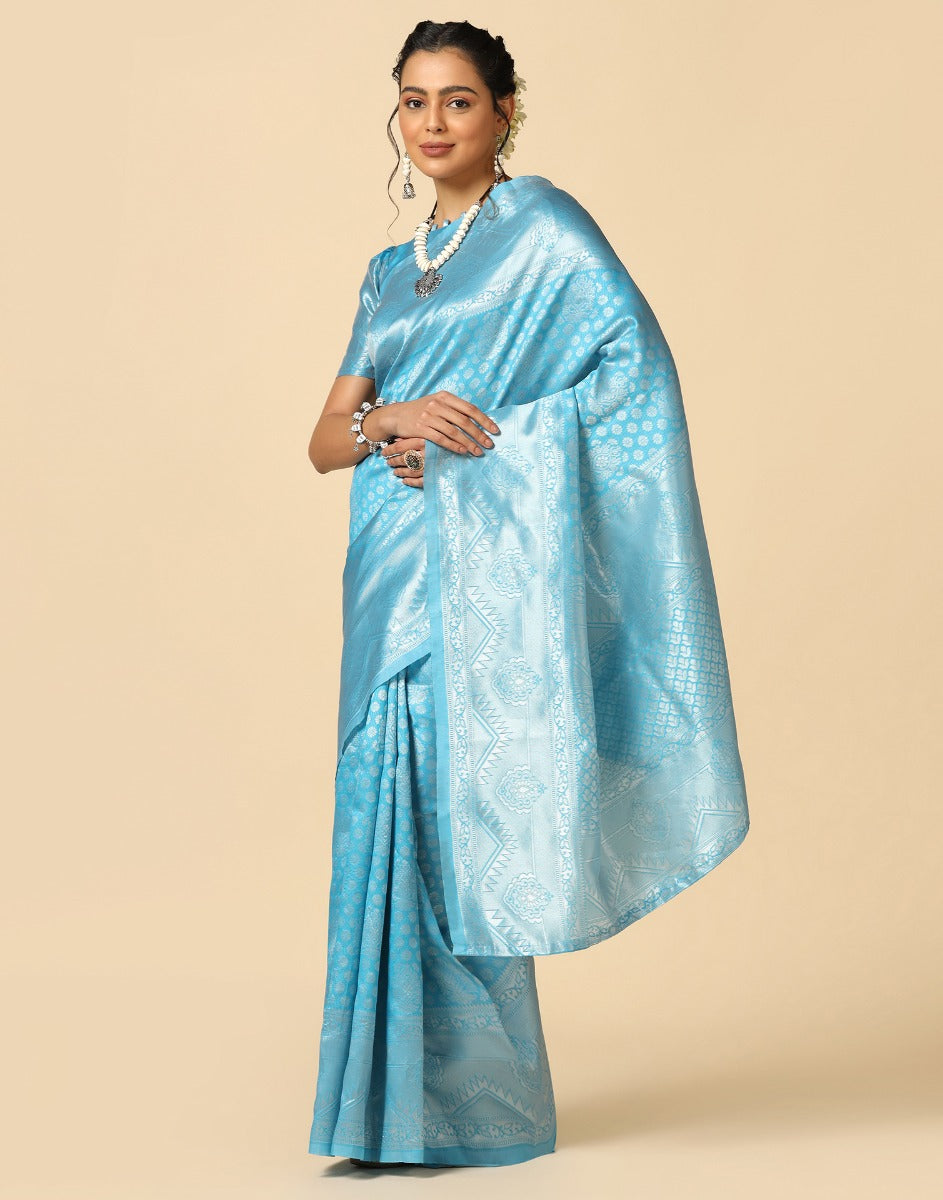 Sky Blue Silk Saree | Sudathi