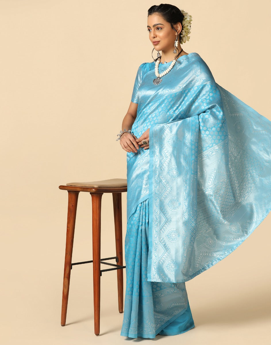 Sky Blue Silk Saree | Sudathi