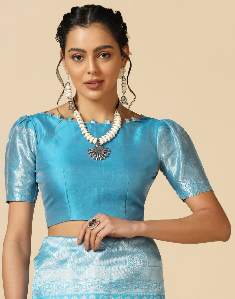 Sky Blue Silk Saree | Sudathi