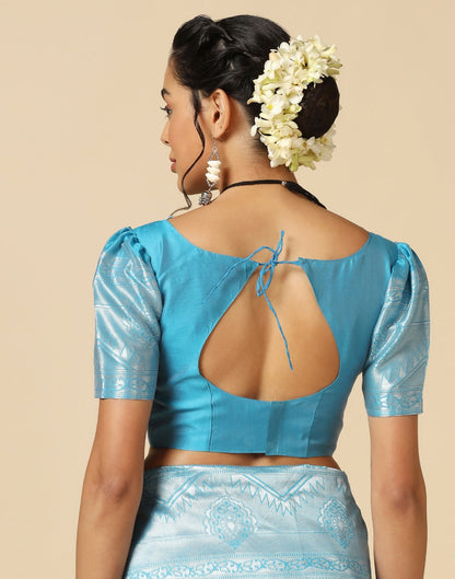 Sky Blue Silk Saree | Sudathi