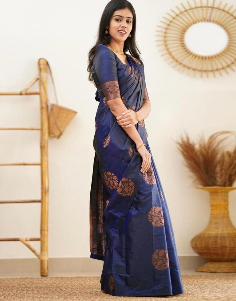 Dark Blue Silk Saree | Sudathi