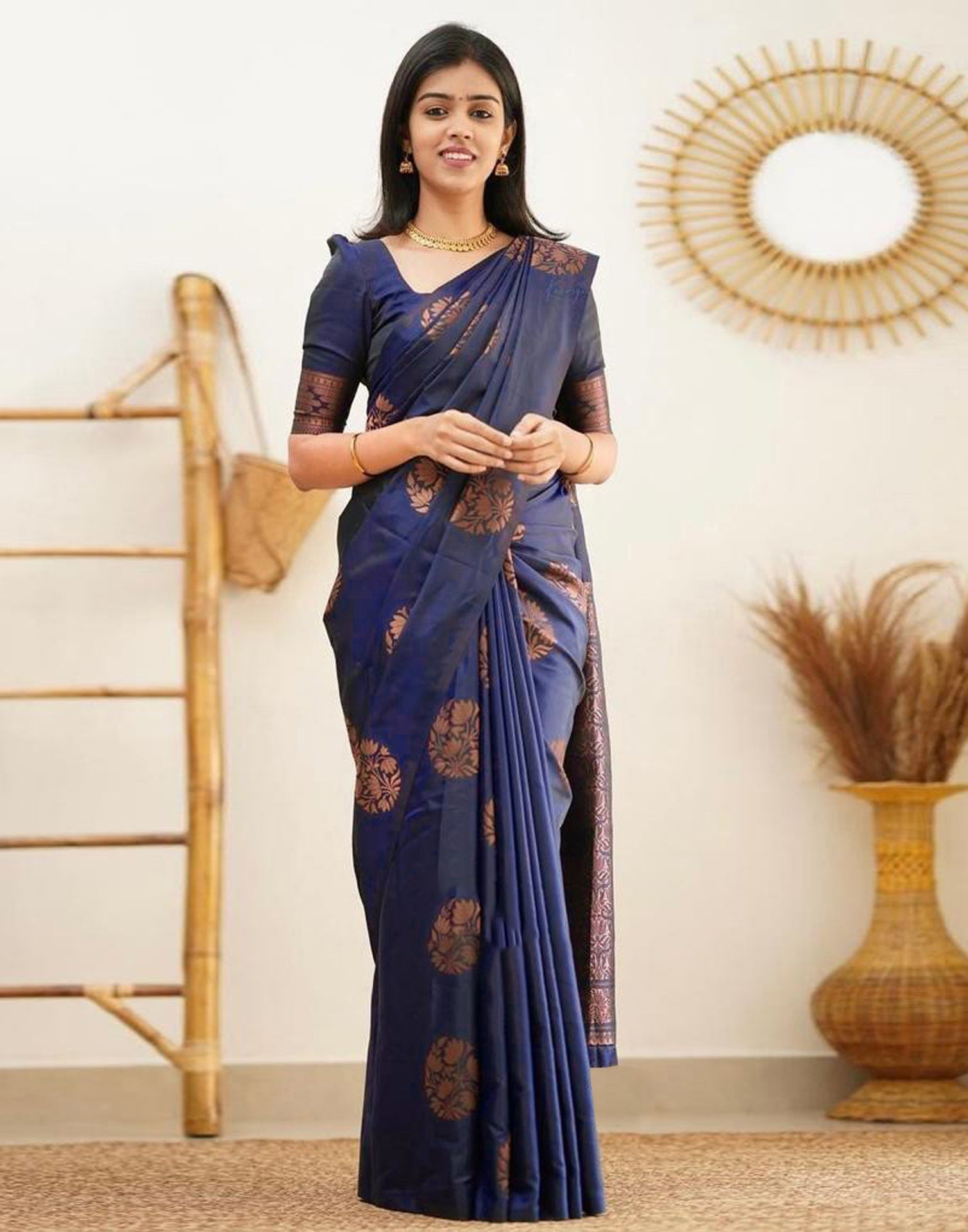 Dark Blue Silk Saree | Sudathi