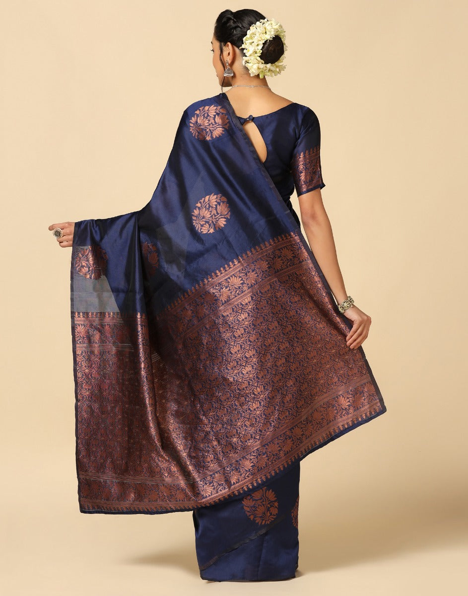 Dark Blue Silk Saree | Sudathi