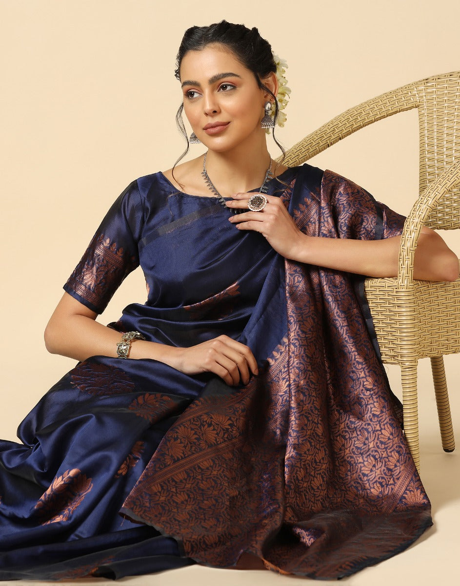 Dark Blue Silk Saree | Sudathi
