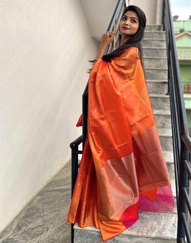 Orange Silk Saree | Leemboodi