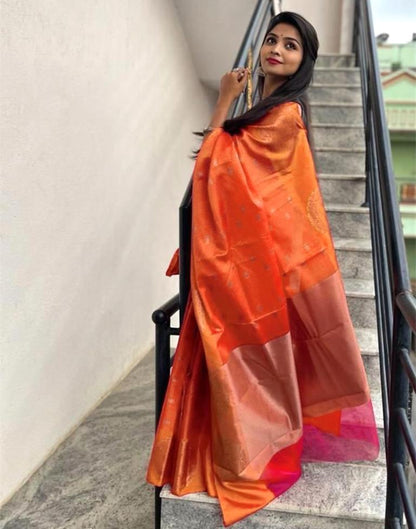Orange Silk Saree | Leemboodi