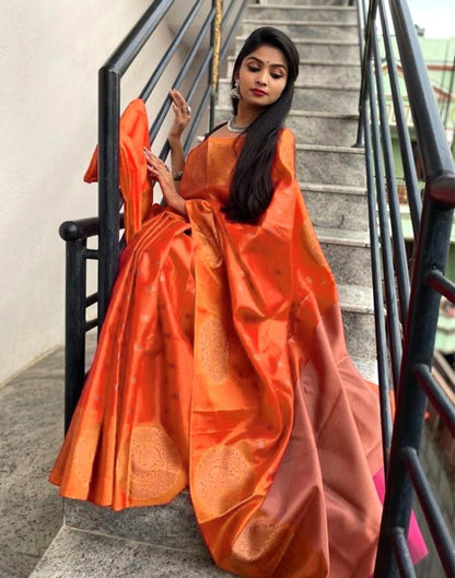 Orange Silk Saree | Leemboodi