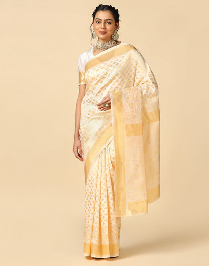 Off White Silk Saree | Sudathi