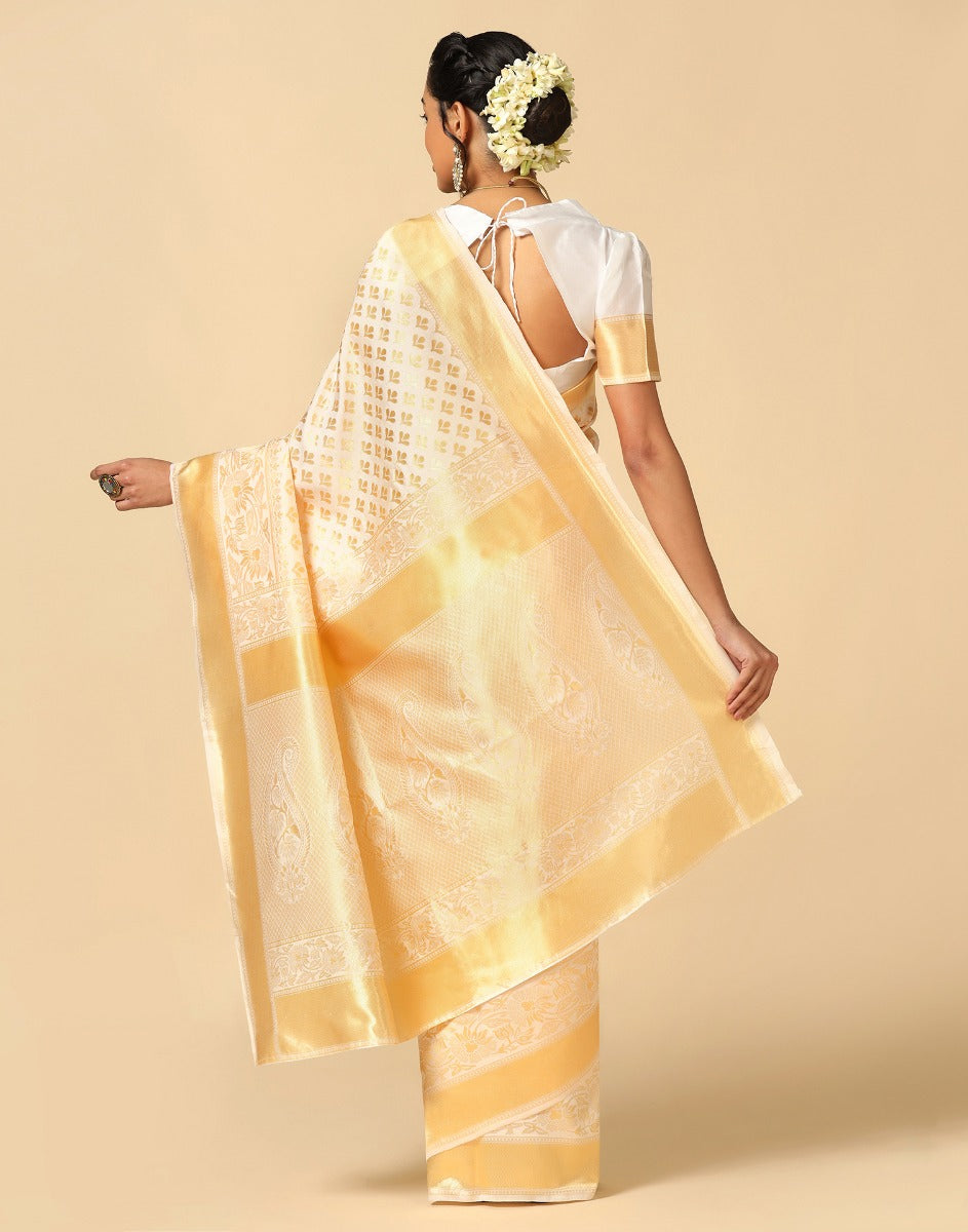 Off White Silk Saree | Sudathi